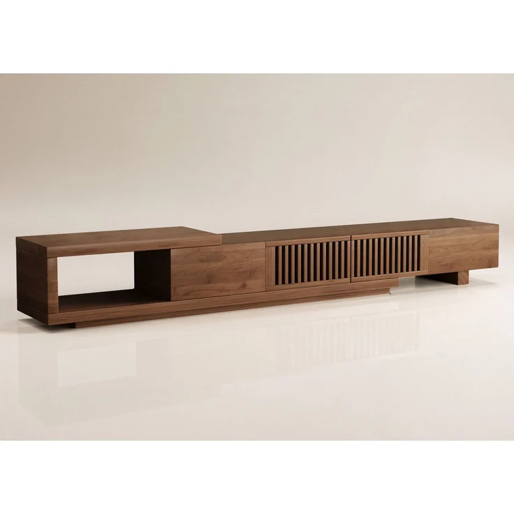 oleyluckidea TV-Schrank Mid-Century TV-Lowboard ausziehbar, Walnuss, für 80"+ TV Breite 198 cm bis 262 cm – Bild 1
