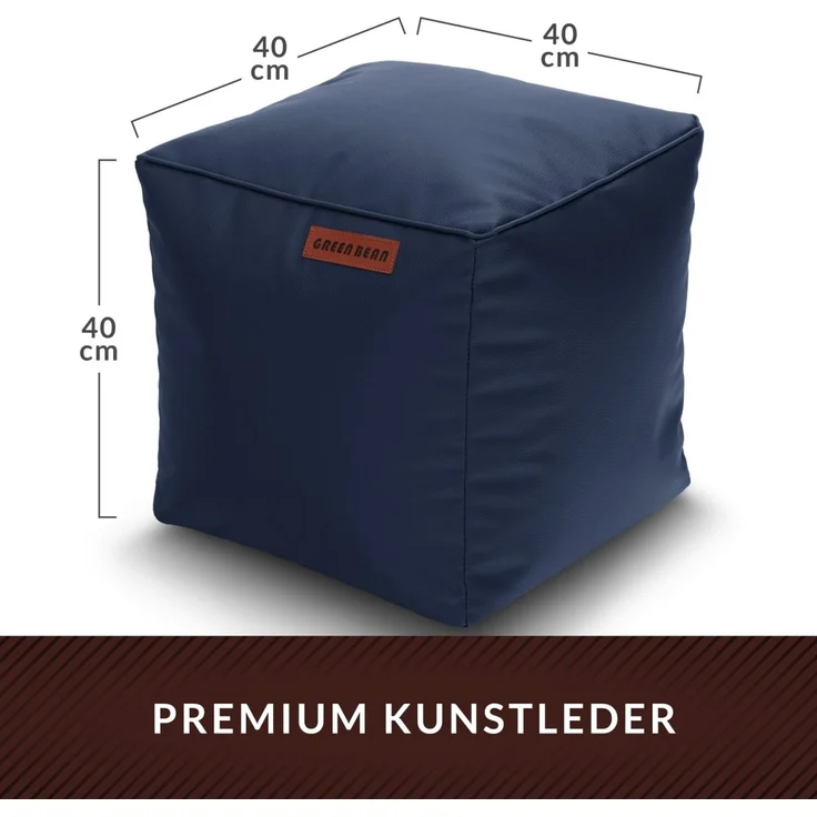 Green Bean® Sitzhocker aus Kunstleder - Pouf mit EPS Perlen Füllung - 40 x 40 cm - perfekte Ergänzung zum Sitzsack - Dunkelblau – Bild 4
