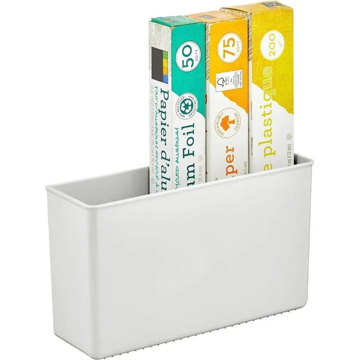 mDesign Hängekorb Küchenregal Organizer Aufbewahrung 2er-Set selbstklebend Grau – Bild 6