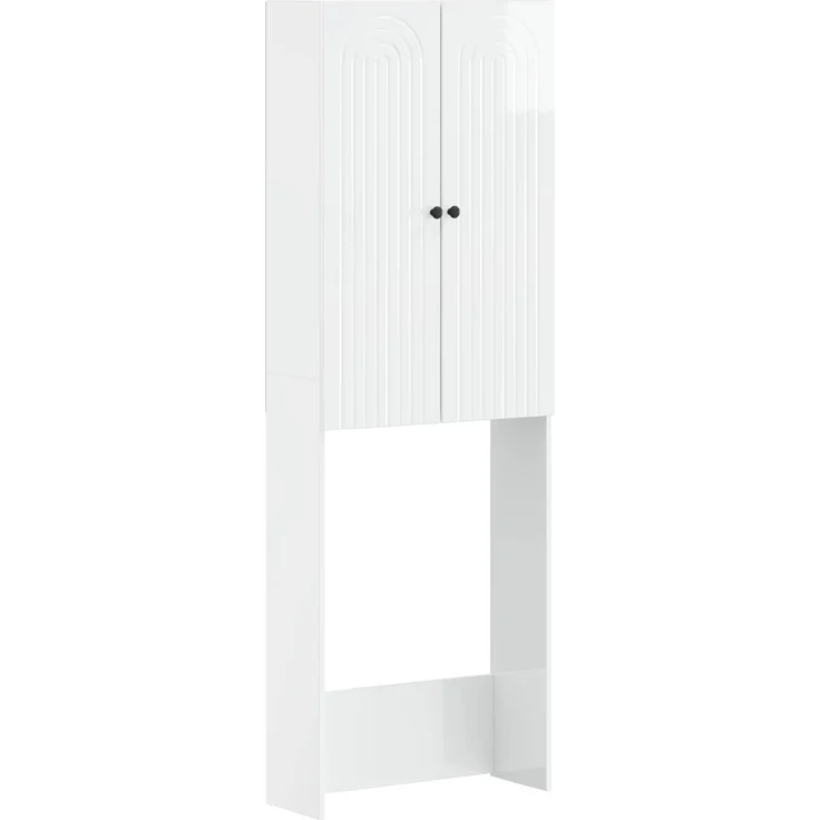 vidaXL Toilettenschrank ALKMAAR Hochglanz Weiß 66 x 25,5 x 190 cm 896259 – Bild 2