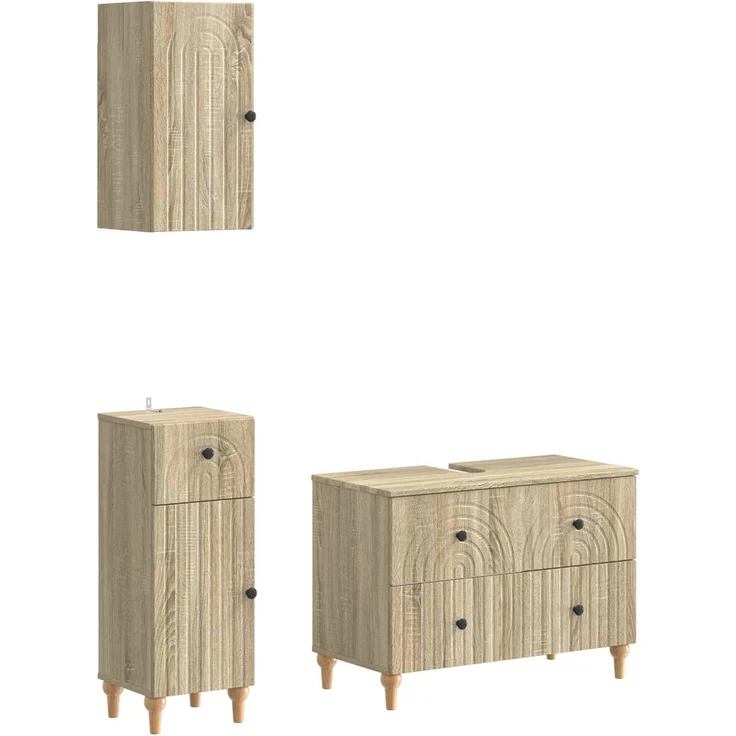 vidaXL 3-teiliges Badezimmer-Schranksystem ALKMAAR Sonoma-Eiche 3417749 – Bild 2