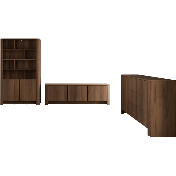 Wohnzimmer-Set Binuki I (Farbe: Nuss Warmia + Schwarz) – Bild 2