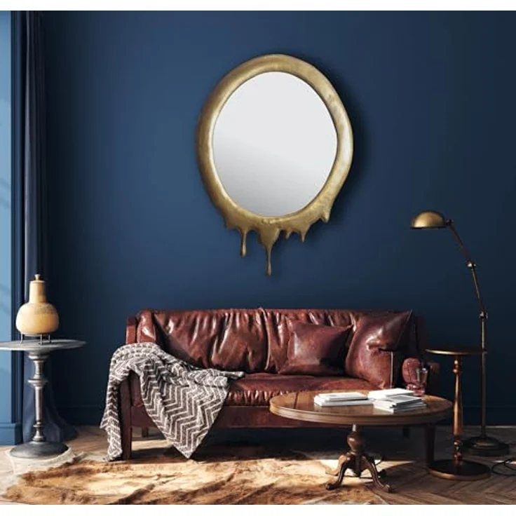 MID.YOU Wandspiegel, oval, Glas, Gold, 50x71x3 cm, senkrecht montierbar – Bild 3