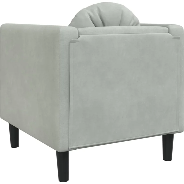 vidaXL Sessel mit Kissen Hellgrau Samt 372622 – Bild 5