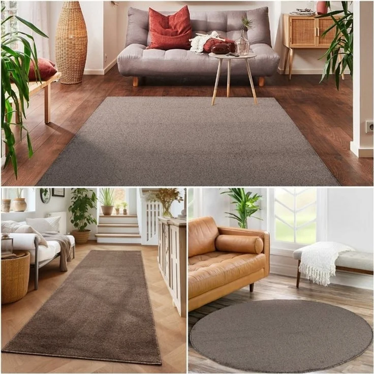 Carpettex Veloursteppich Unicolor - Einfarbig, Läufer, Höhe: 11 mm, Einfarbig Kurzflor Teppich Wohnzimmer verschiedene farben und größen – Bild 4