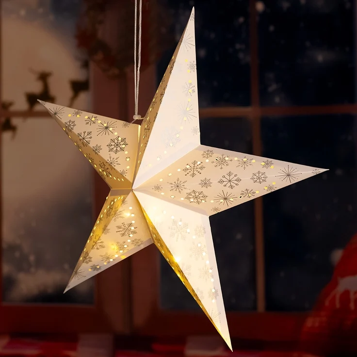 LED Weihnachtsstern, Papier , weiß, 60 cm, X-MAS – Bild 2
