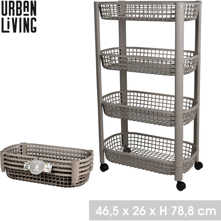 Urban Living 4-Etagen Transportwagen Allzweckwagen 51067 Dünenbeige