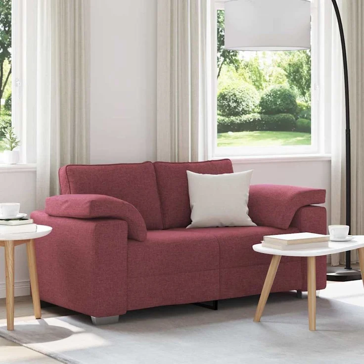 vidaXL Zweisitzer-Sofa Weinrot 160 cm Stoff 4105220 – Bild 1