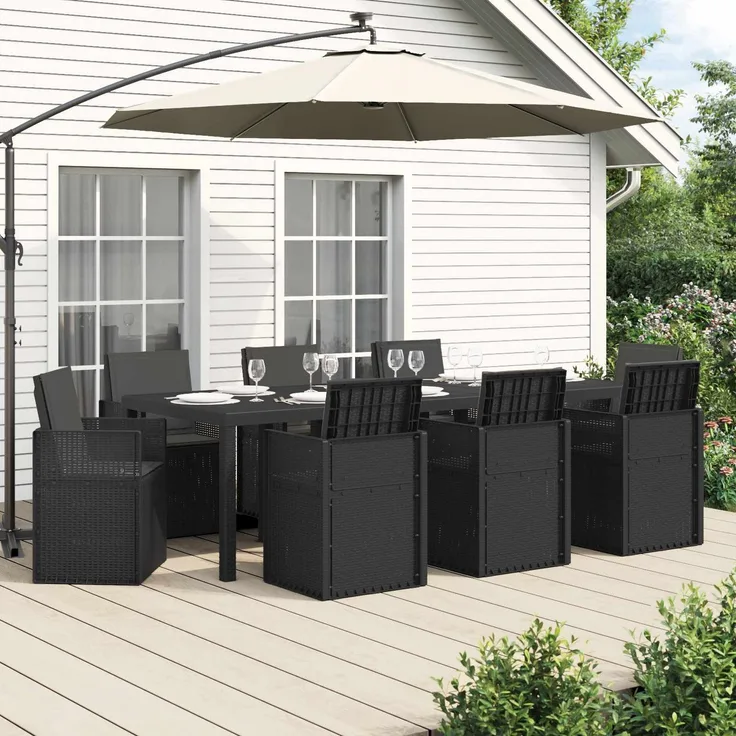 vidaXL Garten Essgruppe 9 stk. 8-Sitzer Anthrazit PP 3430088