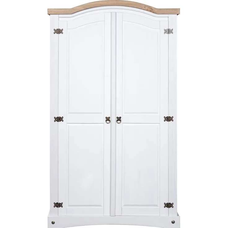 vidaXL Kleiderschrank Mexiko-Stil Kiefernholz 2 Türen Weiß 282620