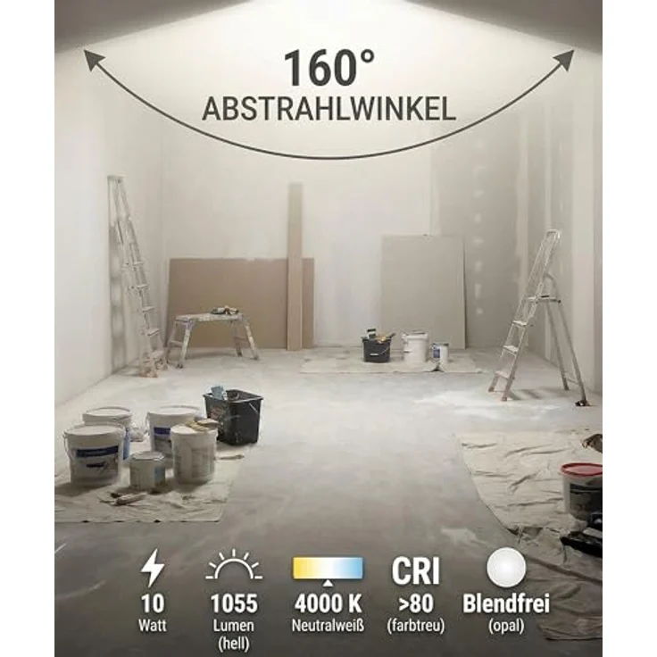 JÄGER 10x LED Bauleuchtmittel, Bruchsichere Baustellenlampe mit 10W, Neutralweiß 4000K, E27 Fassung, Kabel, 1055 Lumen – Bild 5