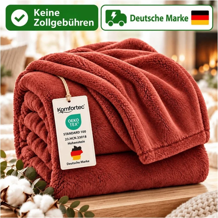 Wohndecke Flauschige Kuscheldecke, Oeko-TEX Zertifiziert, Komfortec, Super Weiche Fleecedecke, Bordeaux – Bild 1