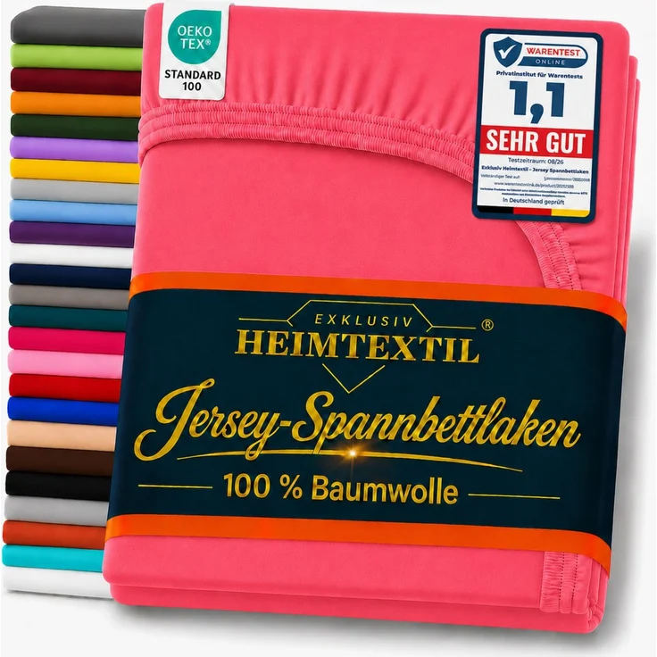 EXKLUSIV HEIMTEXTIL Marke Jersey Spannbettlaken 70 x 140 cm Pink 100% Baumwolle Öko - Tex Zertifiziert Bed-Sheet Bettlaken Spannbetttuch Topper Leinentuch – Bild 1