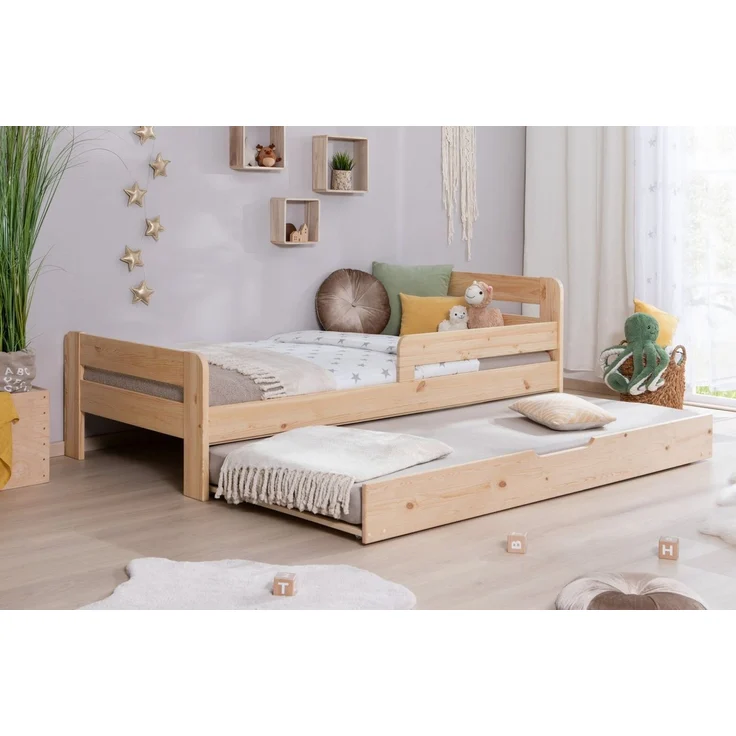 Ticaa Bettgestell Einzelbett Kinderbett Jugendbett "Bennet" mit, Einzelbett inkl. Rausfallschutz – Bild 2
