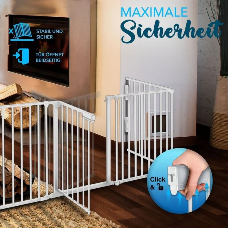 KIDUKU Kaminschutzgitter 300 cm Grau Baby Absperrgitter Ofenschutzgitter Laufstall Türschutzgitter – Bild 3