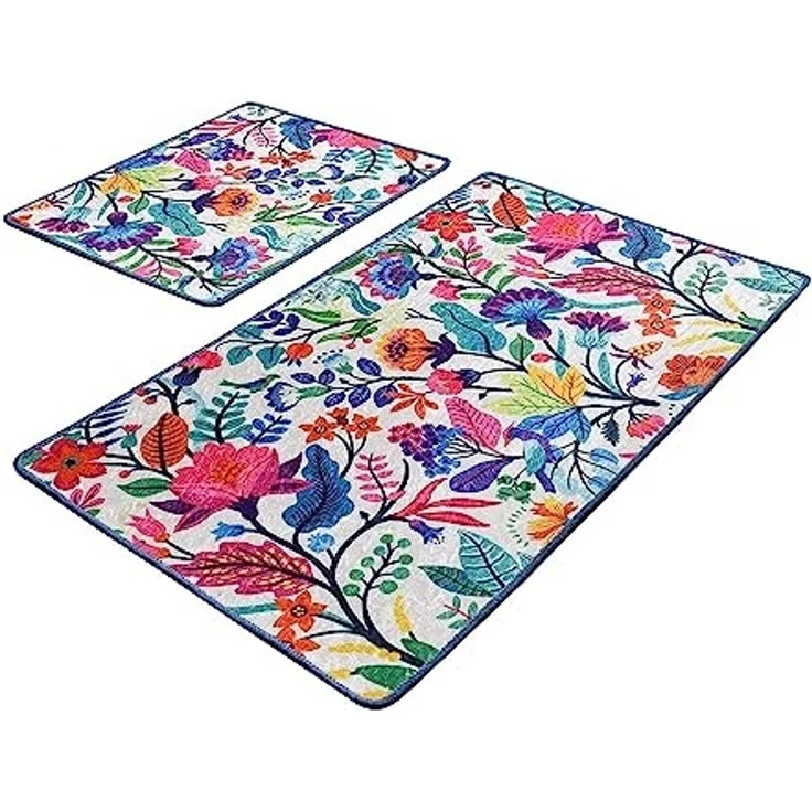 Badezimmerteppich-Set, 2 Stück, Bunte Blumen – Bild 3
