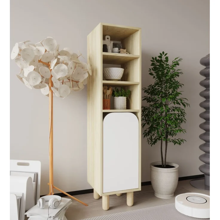Skye Decor 'Parma 1 - Sapphire Oak, White' Mehrzweckschrank, Saphir-Eiche / Weiß, 37 x 155 x 40 cm – Bild 2