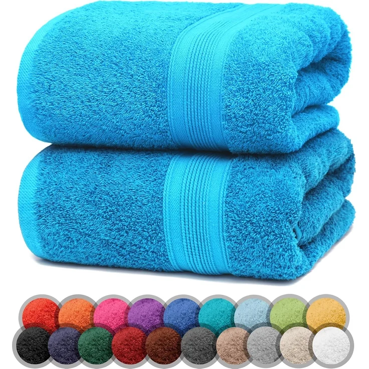 NatureMark 2er Pack DUSCHTÜCHER Premium Qualität 70x140 cm DUSCHTUCH Dusch-Handtuch Doppelpack Farbe: Türkis