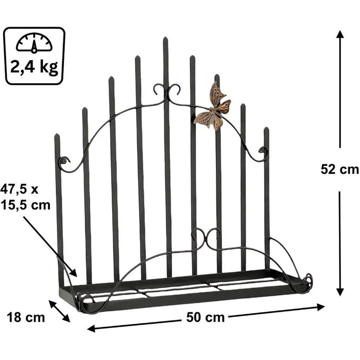 DanDiBo Kräuterregal Kücheregal Balkonregal Wand Metall Schwarz 96237 Wandregal Blumenregal Pflanzenhalter Wandblumenhalter Küche Balkon – Bild 2