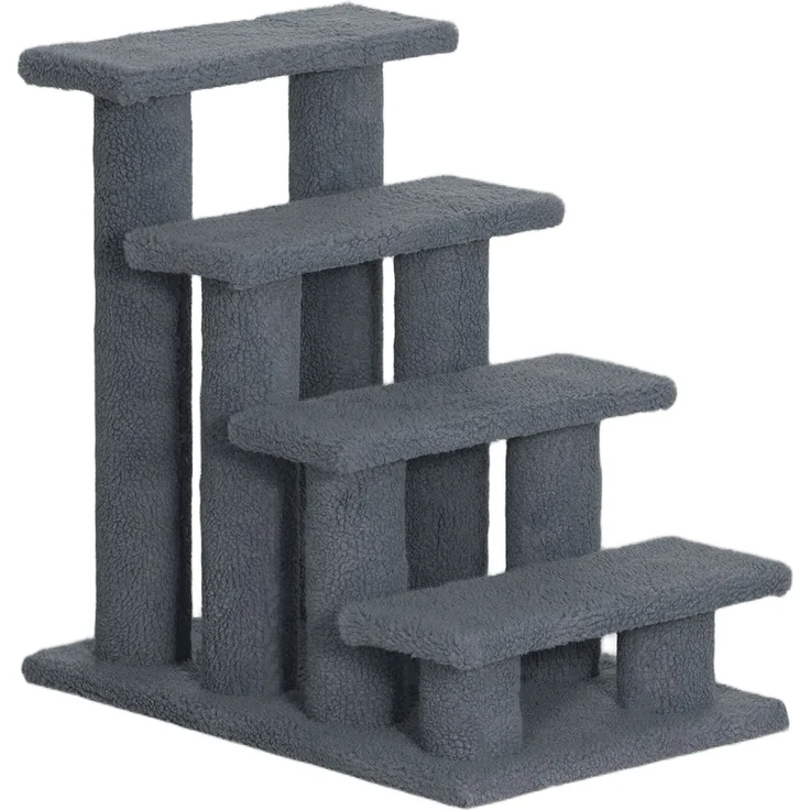 JARDJ Tiertreppe Katzentreppe Hundetreppe 4 Stufen Grau 63,5x43x60cm für Katzen und Hunde, ideal für Senioren & kleine Tiere – Bild 1
