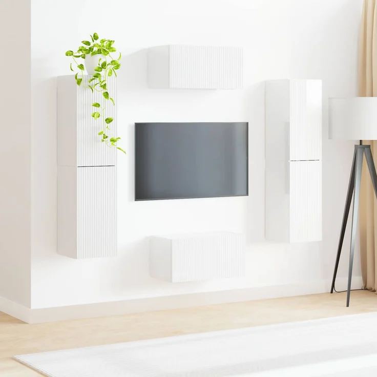vidaXL TV-Schrankset 6 stk. 31 x 30 x 60 cm Hochglanz Weiß 3409127 – Bild 4