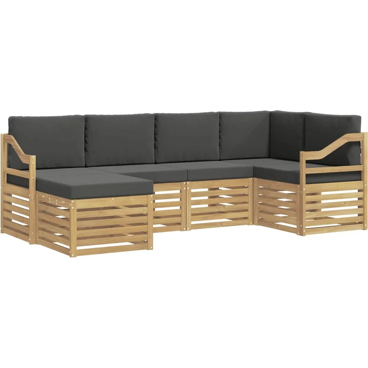 vidaXL Outdoor-Sofagarnitur 6 stk. 5-Sitzer Weiß und Anthrazit 3392132 – Bild 2