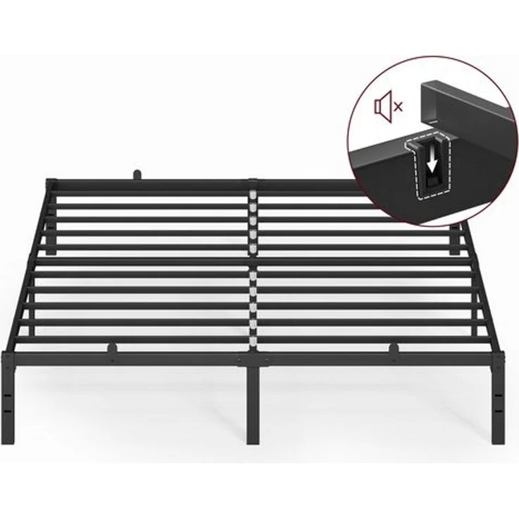 VASAGLE Doppelbettgestell, 180 x 200 cm, Bettrahmen, Unterbettaufbewahrung, schwarz – Bild 1