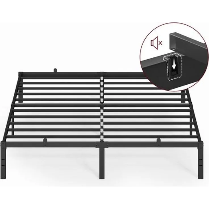 VASAGLE Doppelbettgestell, 180 x 200 cm, Bettrahmen, Unterbettaufbewahrung, schwarz