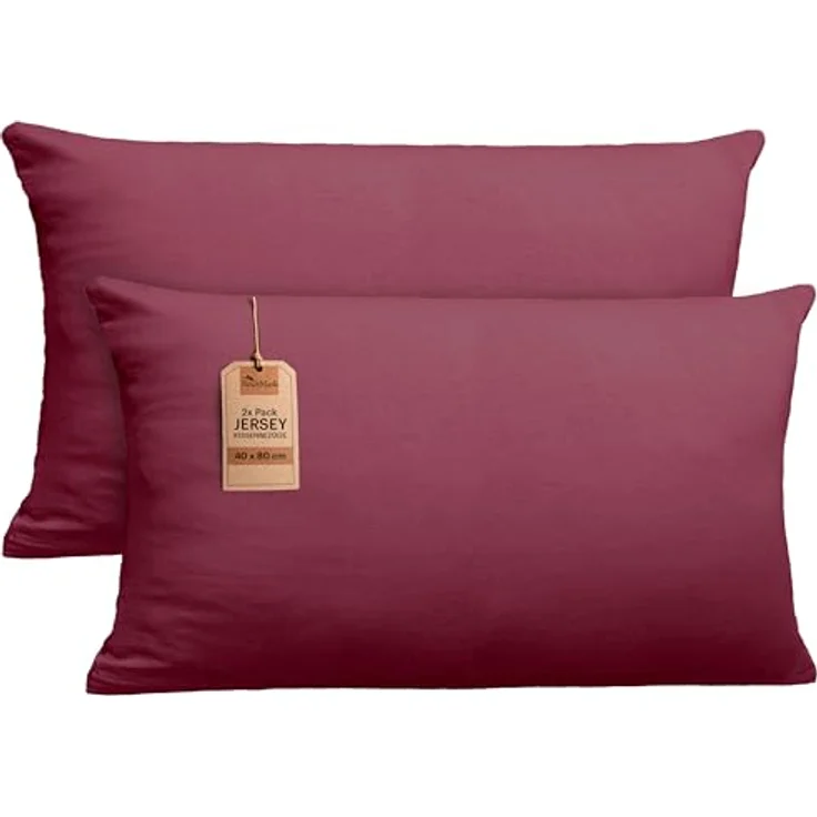 NatureMark 2er Pack Jersey Kissenbezug Kissenhülle Kissenbezüge Seitenschläferkissen Nackenkissen viele Größen und Farben ÖKO-TEX (40x80 cm, Bordeaux rot) – Bild 2