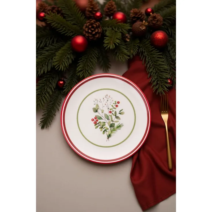 Hermia Concept 'Xmas Leaf' Dessertteller-Set (6-teilig), Mehrfarbig, 19,3 x 19,3 x 2 cm