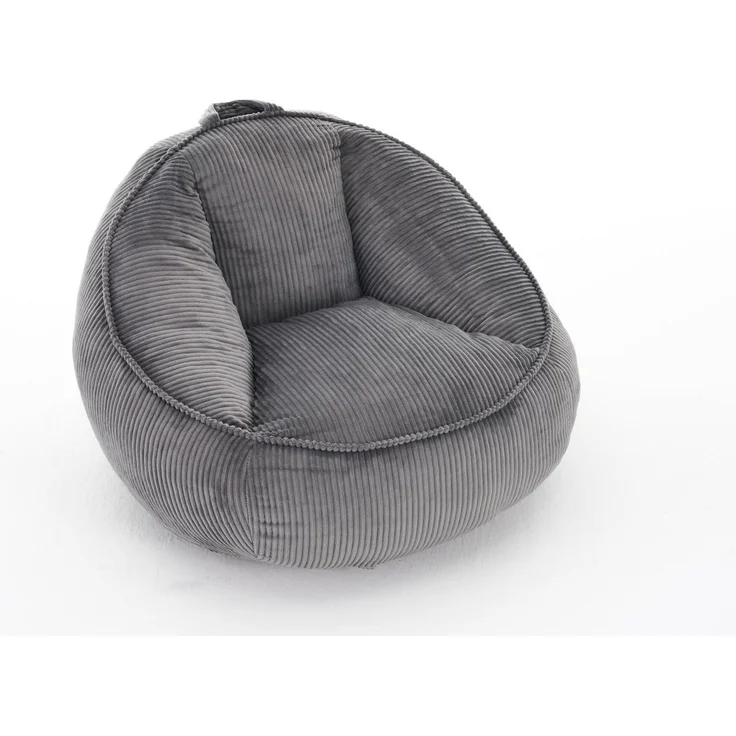 Sitzsack in Grau 90cm×90cm×59cm mit Cordbezug und Memory-Schaum-Füllung – ergonomische Rückenstütze – Bild 2