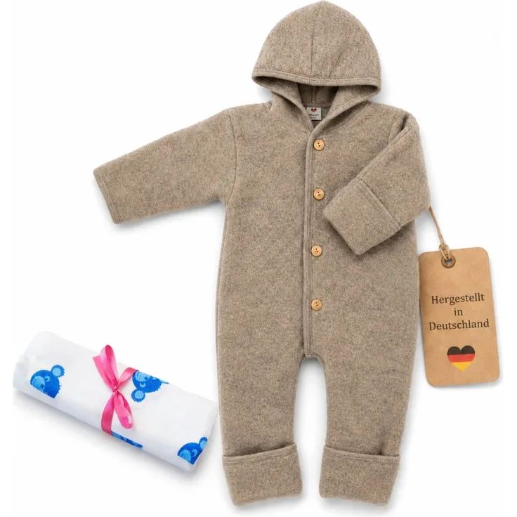 Engel Baby-Overall mit Kapuze, Holzknöpfen und Umschlag TOP