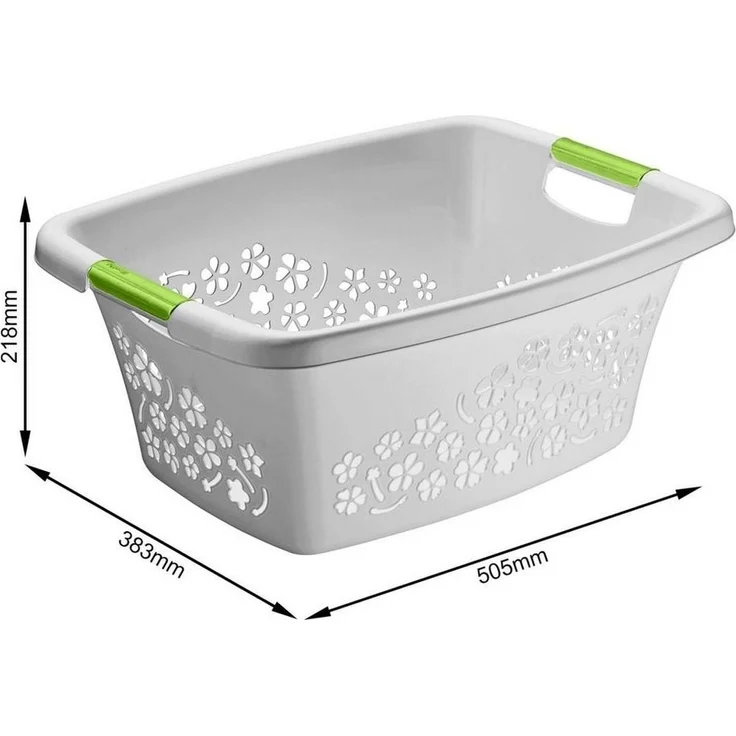 Rotho Wäschekorb Flowers 25 l kühles grau – Bild 2