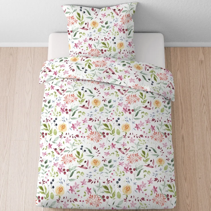 Bettwäsche Seersucker Castell 100% Baumwolle 20762-001 Blumen 135x200 – Bild 1