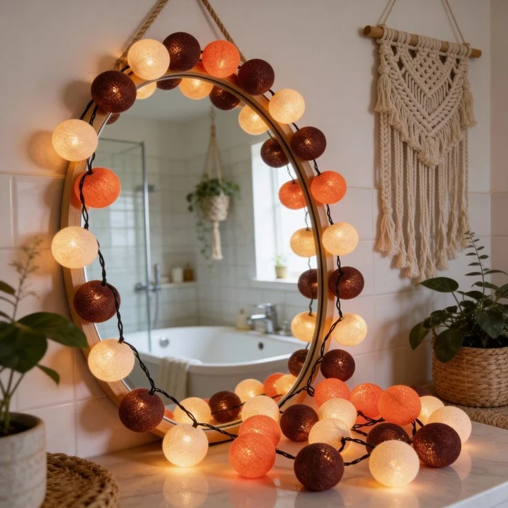 Guru-Shop LED-Lichterkette Stoff Ball Lichterkette, 20`er LED Kugel.. – Bild 4