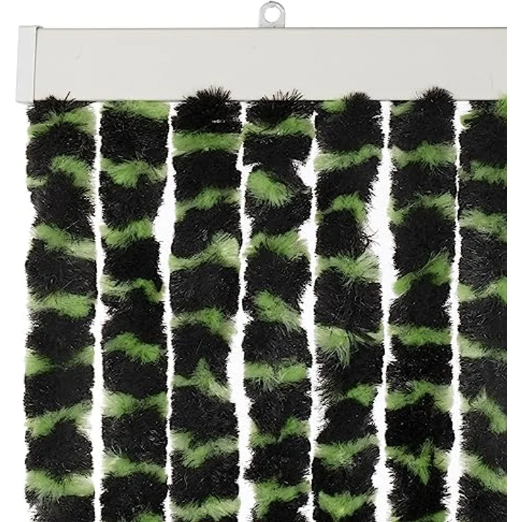 Moritz Flauschvorhang aus Chenille 90 x 220 cm grün schwarz gestreift Türvorhang als Fliegenschutz Insektenschutz für Camping Wohnwagen – Bild 4
