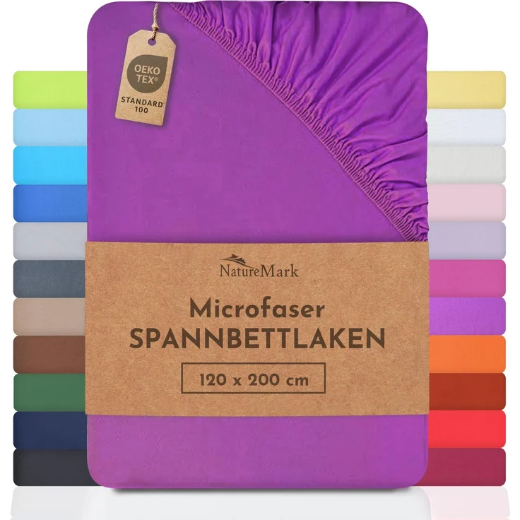 NatureMark - Mikrofaser SPANNBETTLAKEN zum Sparpreis! viele Größen und Farben Markenware (120x200 cm, lila)