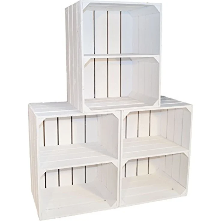 Kistenkolli Altes Land Allzweckkiste Obstkistenregal "Johanna" neu - weiß - quer Holzkiste Ablageregal (Spar-Set, 1er Set) – Bild 4