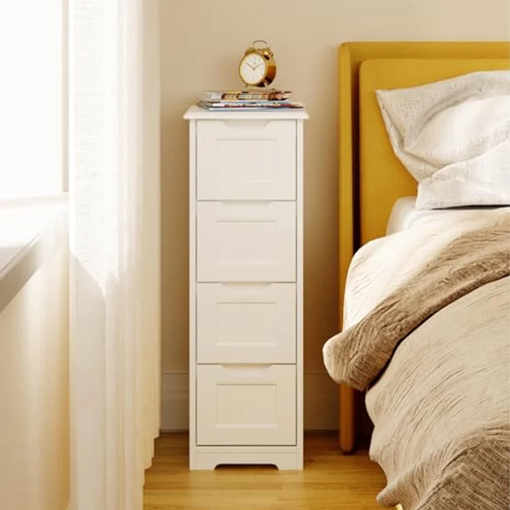 Bealife Badschrank Schubladenkommode Beistellschrank mit 4 Schubladen Geeignet für Badezimmer Schlafzimmer Küche Flur Weiß – Bild 6
