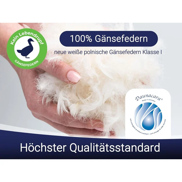 ZOLLNER Kopfkissen, Füllung: 100% Gänsefedern Klasse 1, Seitenschläfer, Rückenschläfer, Bauchschläfer, 40x80 cm, 100% Baumwolle, vom Hotelwäschespezialisten – Bild 6