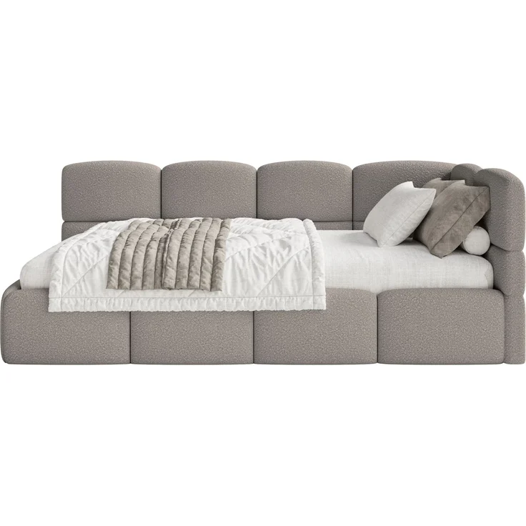 Selsey 'Cloudy' Jugendbett rechts, Matratze & Rausfallschutz, Bouclé Grau, 90x200 cm – Bild 8