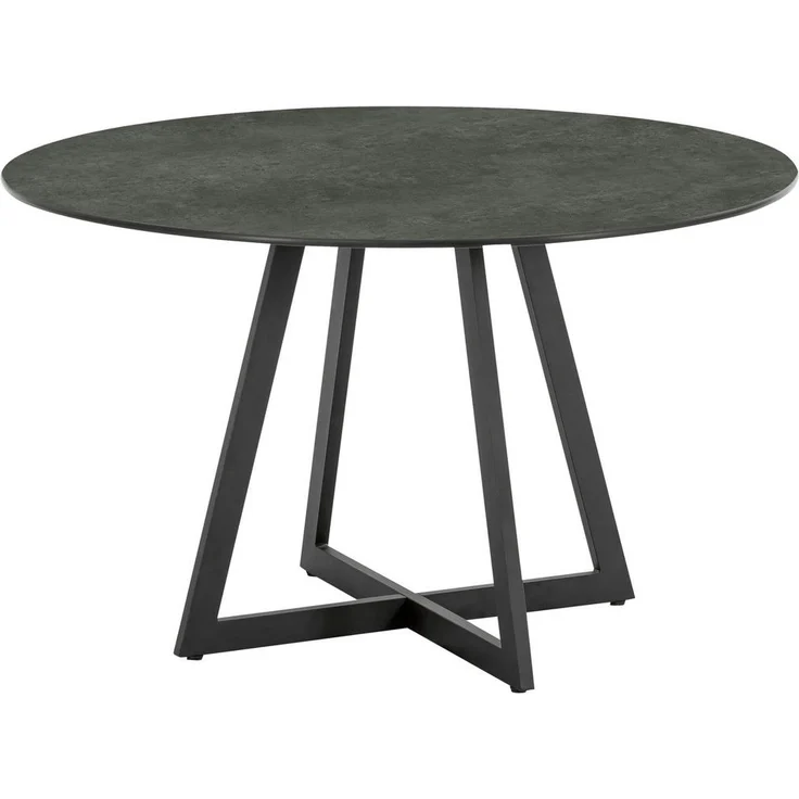 XXXL Gartentisch, rund/eckig in Anthrazit/Graphit, wetterbeständiges Metall, 121x74x121 cm, X-Form