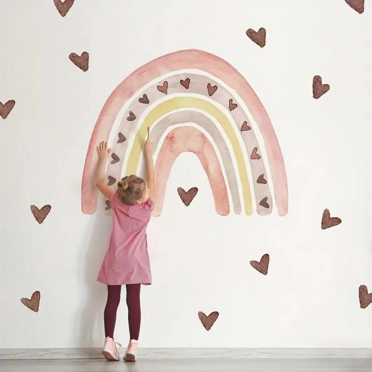 Montegoni Wandtattoo Kinder Wandsticker,Selbstklebende (Wandaufkleber mit Herz-Regenbogenmuster), Deko Kindergarten Home Dekoration,wandtattoo für Mädchenzimmer SF39061 – Bild 2
