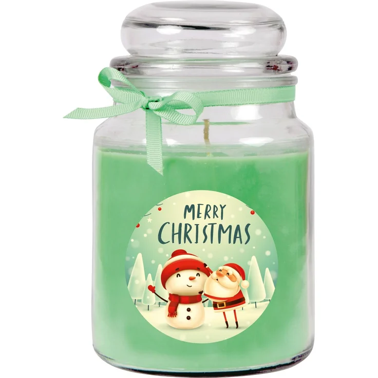 Duftkerze im Glas - Weihnachten Grün - Bonbon 500gr ( 110h ) – Bild 1
