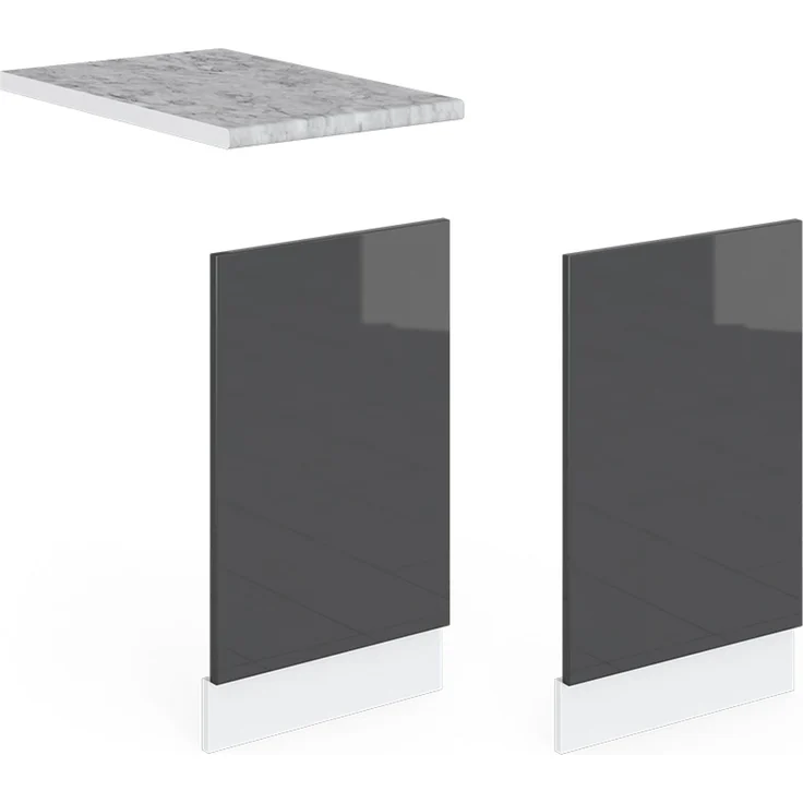 Frontblende R-Line Anthrazit Hochglanz 45 cm ohne Arbeitsplatte Vicco – Bild 4