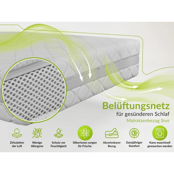 Solide Bonellmatratze für tägliche Nutzung, PU-Schaum & stabile Federung – klassisch, hygienisch & wendbar – Härtegrad H3 – 180 x 200 cm – TOVA – SIVO – Bild 6