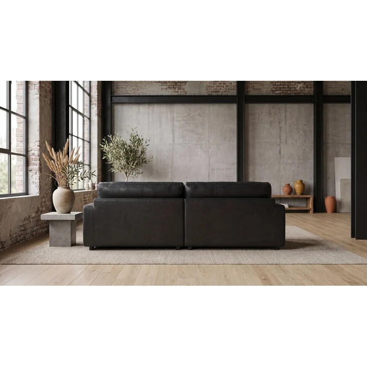 KAWOLA Sofa MARLIN Ecksofa Lederfaserstoff schwarz Longchair rechts 80 x 168 x 262 cm – Bild 6