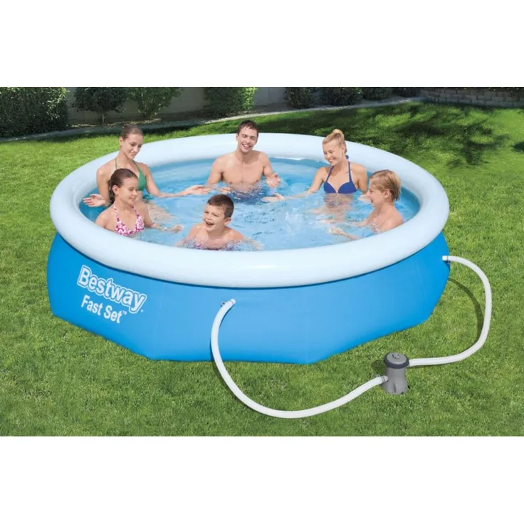 305x76cm Swimmingpool Rund mit Filterpumpe Filter Bestway Fast Set Pool