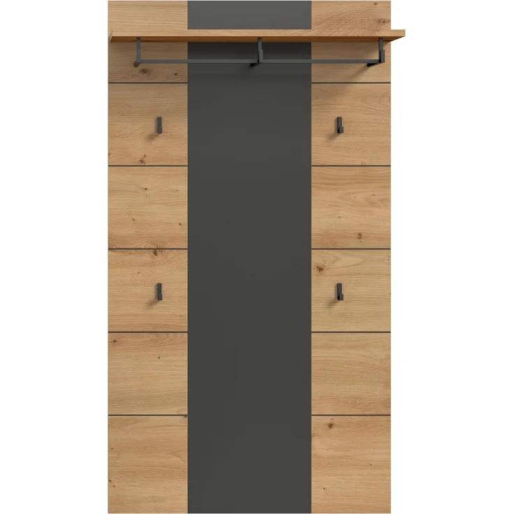 Garderobenpaneel >Canu< in Basalt Grau / Artisan - 141x80x29cm (BxHxT) – Bild 2