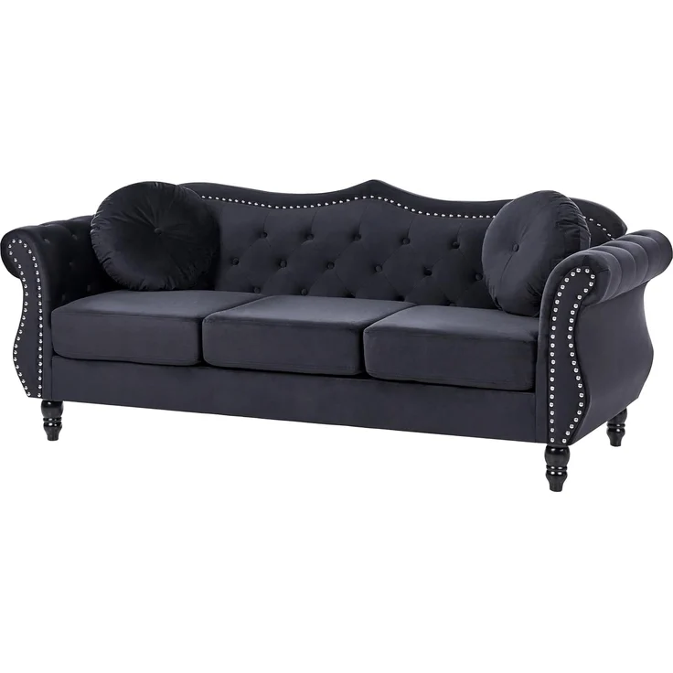 Sofa 3-Sitzer SKIEN Samtstoff Schwarz – Bild 4